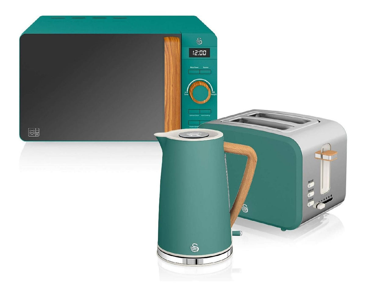 Ensembles bouilloire et grille-pain commande numerique finition inox vert