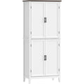 Armoire cuisine rustique blanche avec quatre portes et six niveaux, grand rangement 76 x 40 x 178,5 cm