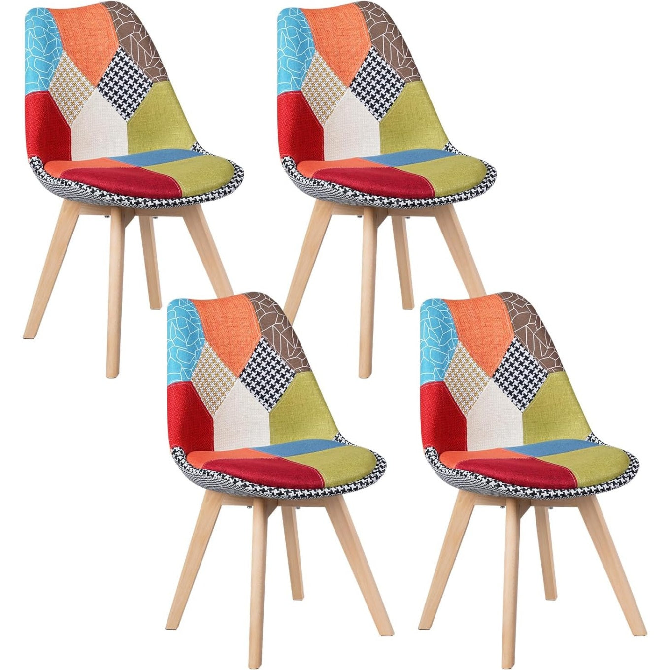 Lot de quatre chaises de salle a manger multicolores, design moderne et confortable pour cuisine salon ou espace repas