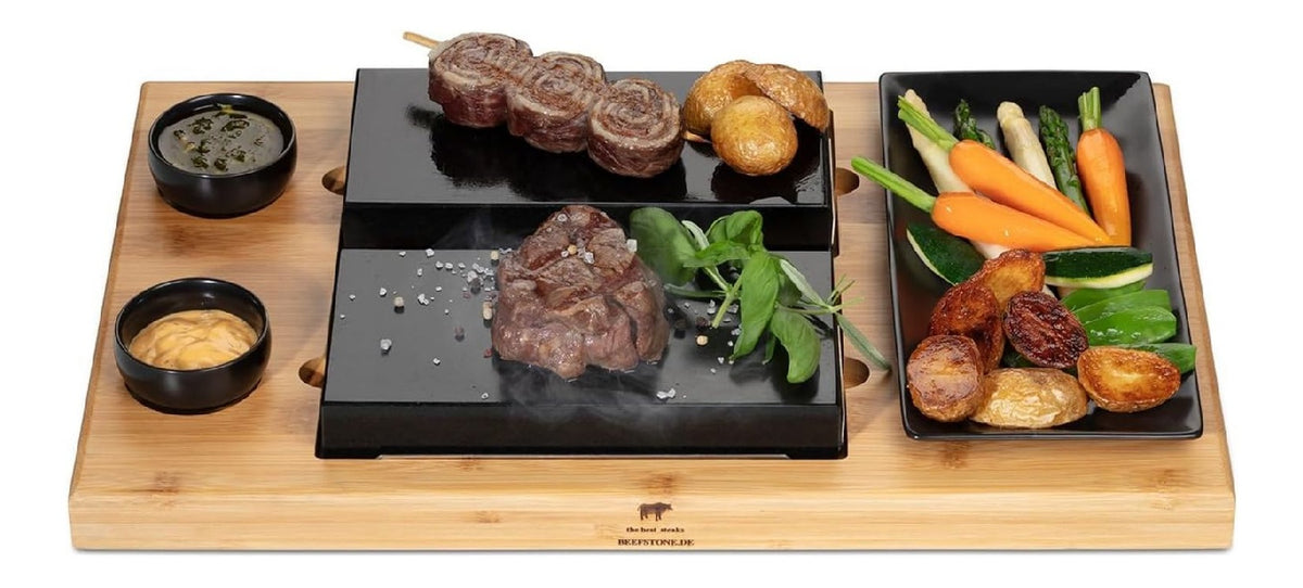 Pierres a griller finition inox cuisson sans huile pierre