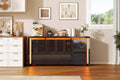 Commode LED 160 cm avec deux tiroirs et quatre portes, meuble cuisine multifonction pour salon ou salle a manger