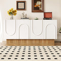Grand meuble de rangement blanc 160 cm avec quatre portes et finition mate aspect bois, ideal pour salon ou salle a manger