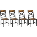 Ensemble de 4 chaises industrielles avec cadre acier, assise ergonomique et finition marron rustique pour salon ou espace repas