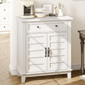 Vaisselier moderne blanc avec grand tiroir et 3 niveaux reglables pour organiser vaisselle, accessoires et objets decoratifs