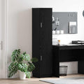 Armoire haute effet chene noir 35 x 39 x 168 cm avec deux portes, meuble peu encombrant offrant un rangement genereux