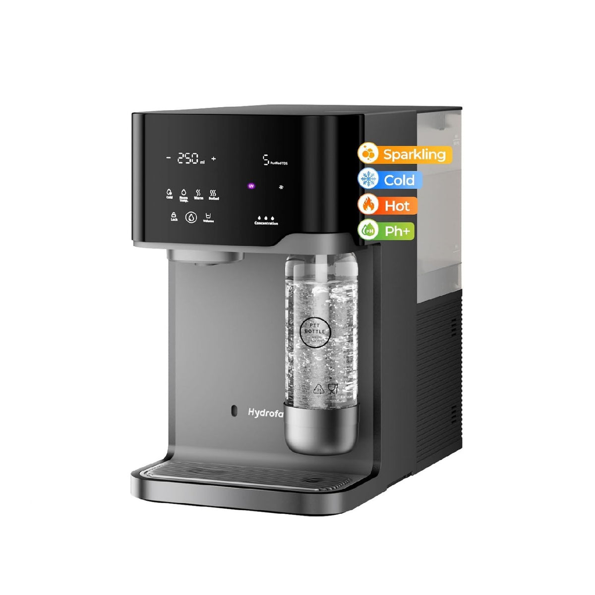 Distributeurs d'eau chaude compact reglable noir